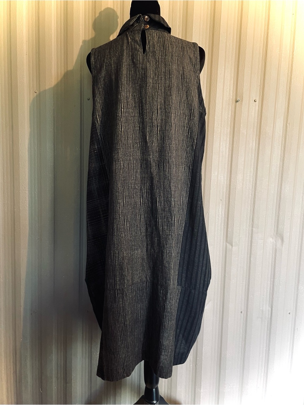 Mao Mam Artisan Midi Dress Black Lagenlook Mori Cotton Boho Pockets S/M Thailand - Picture 8 of 16